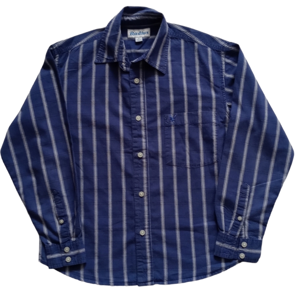 RADIUS BOYS BLUE GRAY BLACK PLAID LONG SLEEVE BUTTON DOWN SHIRT. SIZE S - Picture 9 of 11